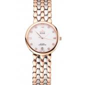 Omega De Ville Prestige White Dial With Diamonds Rose Gold Case Two Tone Bracelet