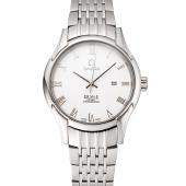 Omega De Ville White Dial Roman Numerals Stainless Steel Case And Bracelet 1453791 Replica