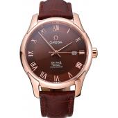 Omega DeVille Brown Dial Gold Case Brown Leather Strap  622831