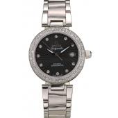 Omega DeVille Ladymatic iamond Plated Bezel Black Dial