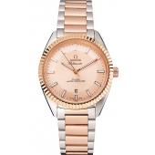 Cheap Omega Globemaster Rose Gold Dial Stainless Steel Case Rose Gold Bezel Two Tone Bracelet