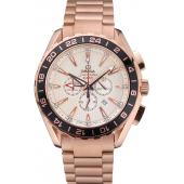 Replica Omega Seamaster Aqua Terra Chrono GMT Ivory Dial Gold Bracelet  622533