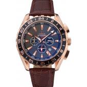 Omega Seamaster Aqua Terra Chrono GMT Teak-Grey Dial Brown Leather Bracelet  622536