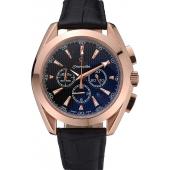 Omega Seamaster Aqua Terra Chronograph Black Dial Gold Case Black Leather Bracelet   622532