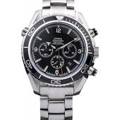 Replica Omega Seamaster Planet Osean Co-axial Chronograph Black Case Black Dial