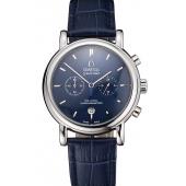 Omega Seamaster Vintage Chronograph Blue Dial Stainless Steel Case Blue Leather Strap