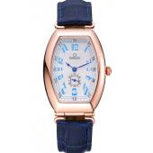 Omega Sochi Petrograd White Dial Gold Case Blue Leather Strap  622820 Replica