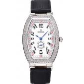 Omega Sochi Petrograd White Dial With Diamonds Stainless Steel Case Black Leather Strap  622823