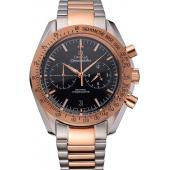 Replica Omega Speedmaster Black Dial Gold Bezel Stainless Steel Case Two Tone Bracelet  622804