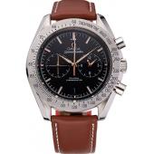 Omega Speedmaster Black Dial Stainless Steel Case Brown Leather Strap  622806