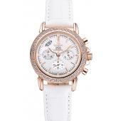 Omega Speedmaster Chronograph White Dial Gold Diamond Case White Leather Bracelet  622455