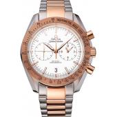 Omega Speedmaster White Dial Gold Bezel Stainless Steel Case Two Tone Bracelet  622803 Replica