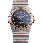 Omega Swiss Constellation Jewelry Rose Gold Case Black Dial  98114