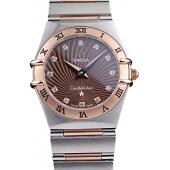 Omega Swiss Constellation Jewelry Rose Gold Case Radial Emblem Brown Dial  98116 Replica