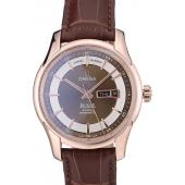 Cheap Omega Swiss DeVille Rose Gold Bezel Brown Leather Strap 7616