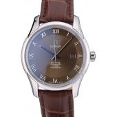 Replica Omega Swiss DeVille Stainless Steel Bezel Brown Leather Strap 7619