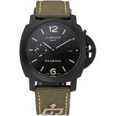 Panerai Luminor 1950 3-Days GMT Black Case Black Dial Green Bracelet 1454015 Replica