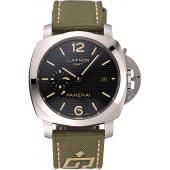 Panerai Luminor 1950 3-Days GMT Silver Case Black Dial Green Bracelet 1454016