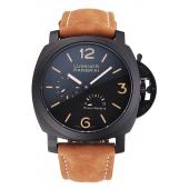 Panerai Luminor 1950 3 Days Power Reserve Black Dial Black Case Brown Suede Leather Strap