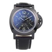 Replica Panerai Luminor Black Ionized Stainless Steel Case Black Dial Black Leather Strap 98162