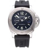 Panerai Luminor Brushed Stainless Steel Case Black Dial Black Rubber Strap 98165 Replica