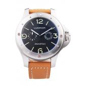 Panerai Luminor Brushed Stainless Steel Case Blue Dial Brown Leather Strap