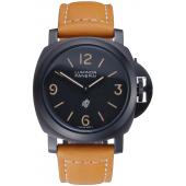 Panerai Luminor Ion Plated Stainless Steel Bezel Orange Leather Bracelet  622309