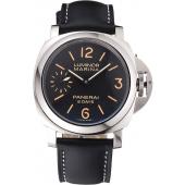 Panerai Luminor Marina 8 Days Black Dial Stainless Steel Case Black Leather Strap