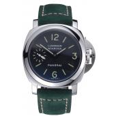 Panerai Luminor Marina Polished Stainless Steel Bezel Green Leather Bracelet  622310