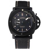 Panerai Luminor Submersible Black Dial Black Case Black Leather Strap