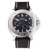 Panerai Luminor Submersible Black Dial Stainless Steel Case Black Leather Strap