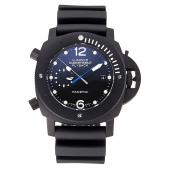 Replica Panerai Luminor Submersible Flyback Date Black Dial Black Ionized Case Black Rubber Strap