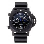 Panerai Luminor Submersible Flyback GMT Black Dial Black Ionized Case Black Rubber Strap