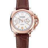 Panerai Radiomir 8 Days Chronograph White Dial Rose Gold Case Brown Leather Strap 1453796 Replica