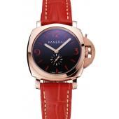 Panerai Radiomir Black Dial Rose Gold Case Red Leather Strap 1453806