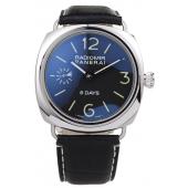 Replica Panerai Radiomir Polished Stainless Steel Case Black Dial Black Leather Strap 98138