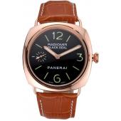 Panerai Radiomir Rose Gold Case Black Dial Brown Leather Strap 98134 Replica