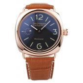 Panerai Radiomir Rose Gold Case Black Dial Brown Leather Strap 98137 Replica