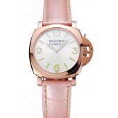 Replica Panerai Radiomir White Dial Rose Gold Case Pink Leather Strap 1453802