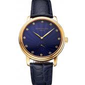 Patek Philippe Calatrava Blue Guilloche Dial Gold Case Blue Leather Strap