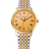 Replica Patek Philippe Calatrava Gold Dial Yellow Gold Case Two Tone Bracelet 1453825