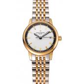 Replica Patek Philippe Calatrava Ladies White Dial Yellow Gold Case Two Tone Bracelet 1453828