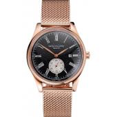 Patek Philippe Calatrava Small Seconds Black Engraved Dial Rose Gold Case And Bracelet