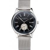 Patek Philippe Calatrava Small Seconds Black Engraved Dial Stainless Steel Case And Bracelet Replica