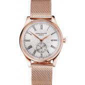 Patek Philippe Calatrava Small Seconds Silver Engraved Dial Rose Gold Case And Bracelet