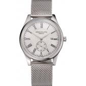 Patek Philippe Calatrava Small Seconds Silver Engraved Dial Stainless Steel Case And Bracelet