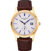 Patek Philippe Calatrava White Dial Gold Case Brown Leather Strap  622844