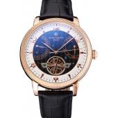 Patek Philippe  Tourbillon Power Reserve Black And White Dial Rose Gold Case Black Leather Strap