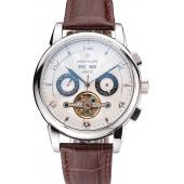 Replica Patek Philippe  Tourbillon Power Reserve Black And White Dial Stainless Steel Case Brown Leather Strap