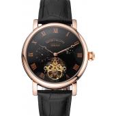 Patek Philippe Complications Moonphase Tourbillon Black Dial Rose Gold Case Black Leather Strap